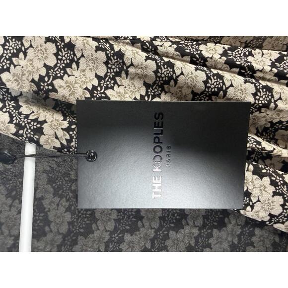 NWT The Kooples Jasmine Print Silk Wrap Dress Black Beige Floral Size 1 US XS-S - Picture 7 of 8